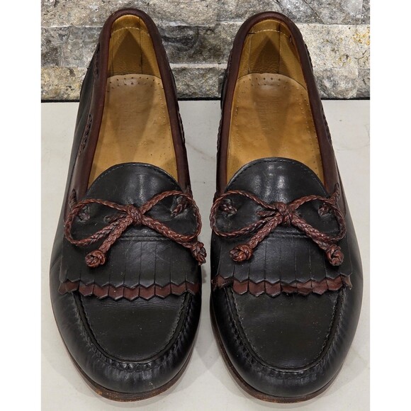 Allen Edmonds Woodstock Leather Loafers Mens Size 9.5 B Two Tone Black Brown USA main image 9